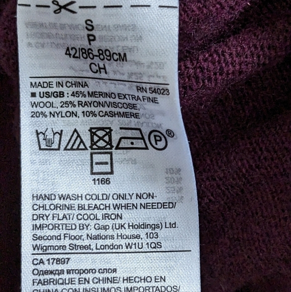 Banana Republic Filpucci Dark Plum Pullover Sweater Wool & Cashmere Small EUC - Picture 3 of 5